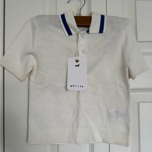 New Morley Kids Cream Polo with Blue Accents size 2